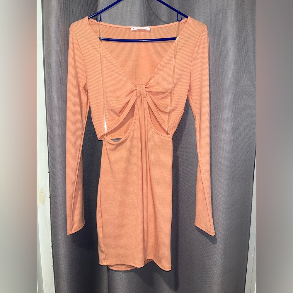 Blue Blush Salmon Cutout Dress